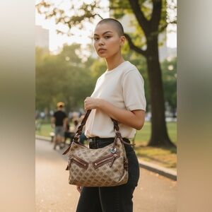 Dooney & Bourke Tan and Brown Shoulder Bag